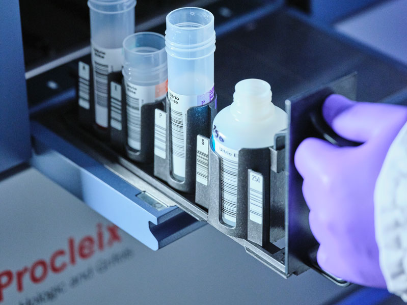 Samples being introduced in a Procleix Panther