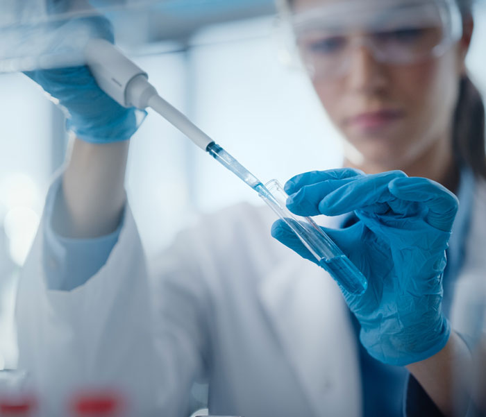 Lab worker working with samples